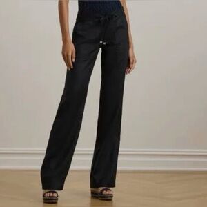 Lauren Ralph Lauren Women's Linen Black Straight Leg Pants Size 14